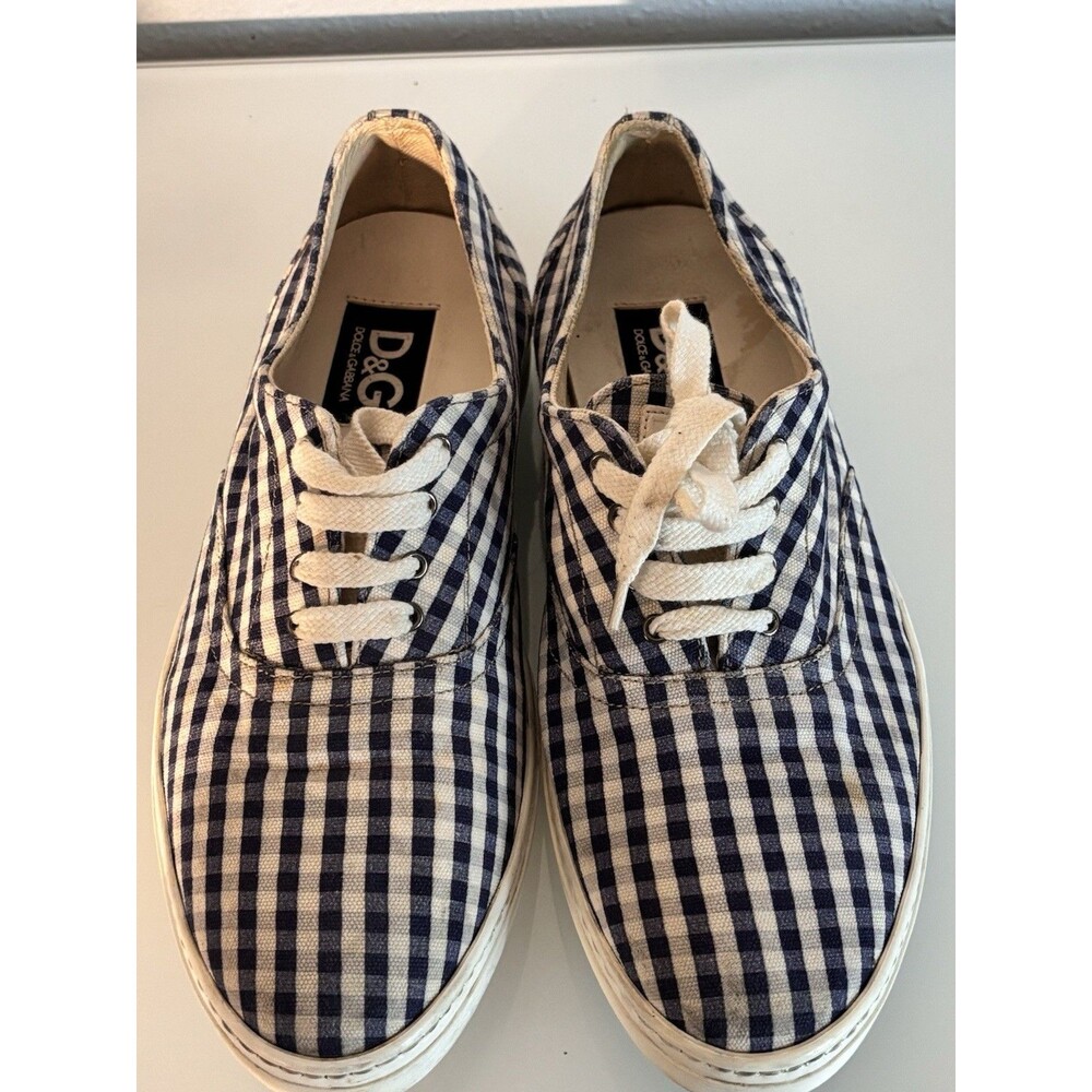D&G Dolce & Gabbana DU1578 Gingham White Blue Men Sneakers Italy EU 41